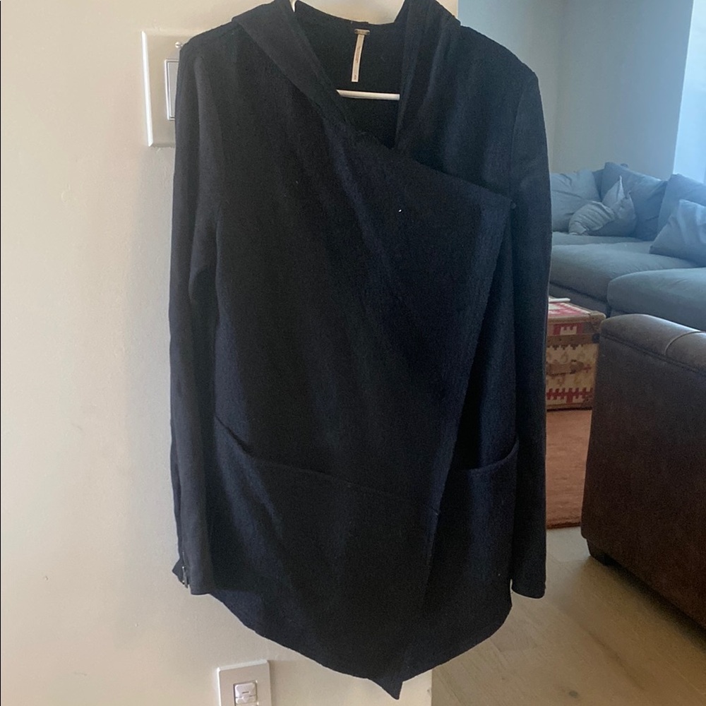 Free People Stylish Black Asymmetrical Jacket